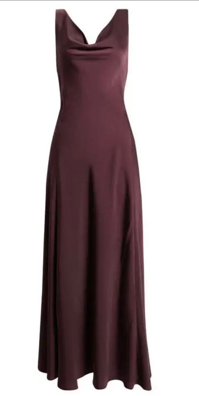 Stunning WAYF Plum Cowl Neck Satin Gown - New with Tags, Size S